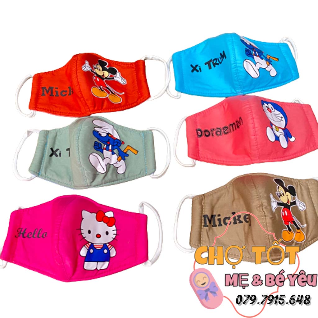 Khẩu trang vải cotton hoạt hình in công chúa cho bé 1-3 tuổi