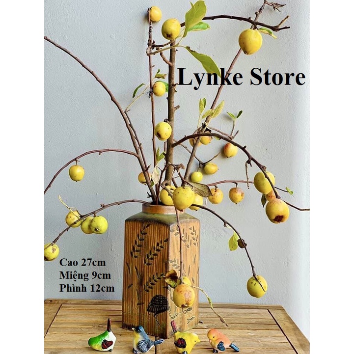 Bình Hoa Lọ Hoa Dáng Lọ Vuông Men Mộc Gốm Sứ Bát Tràng - Lynke Store
