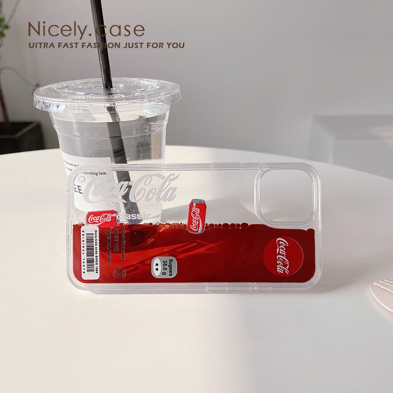 Coca cola Ốp Điện Thoại acrylic Chống Sốc Phối Kim Tuyến Nước Cho iphone 15 plus 14 13 12 11 pro max x xr xs max 6 7 8plus