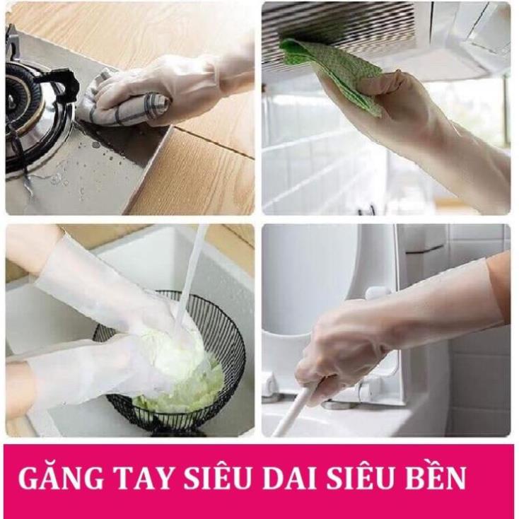 Găng tay cao su rửa bát siêu dai màu trắng