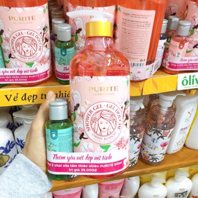 Sữa tắm PURITE' 850g huong hoa đào(quà đính kèm)