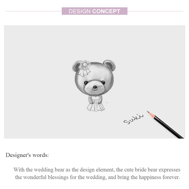 Hạt Phụ Kiện Bamoer Bạc 925 SCC1473 Hình Gấu Làm Dây Chuyền Vòng Tay