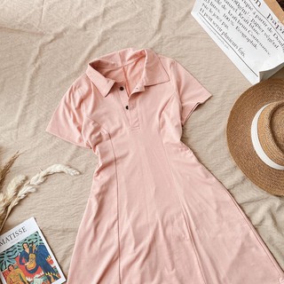 Đầm polo phối nút