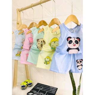 Set 5 bộ ba lỗ cotton tre hoạ tiết dễ thương cho bé