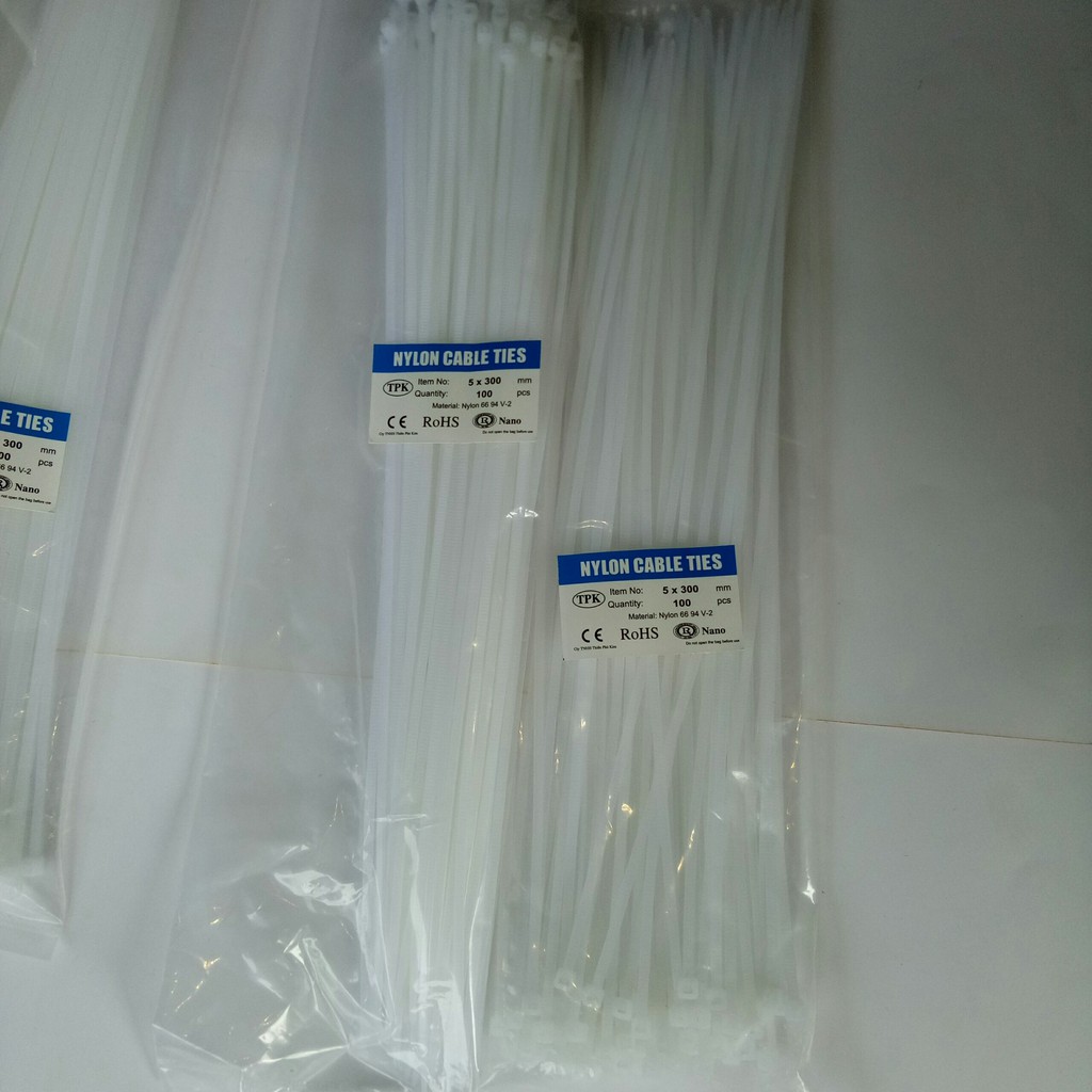 10 Bịch Dây Rút Nhựa 3 Tấc 30cm  Màu Trắng