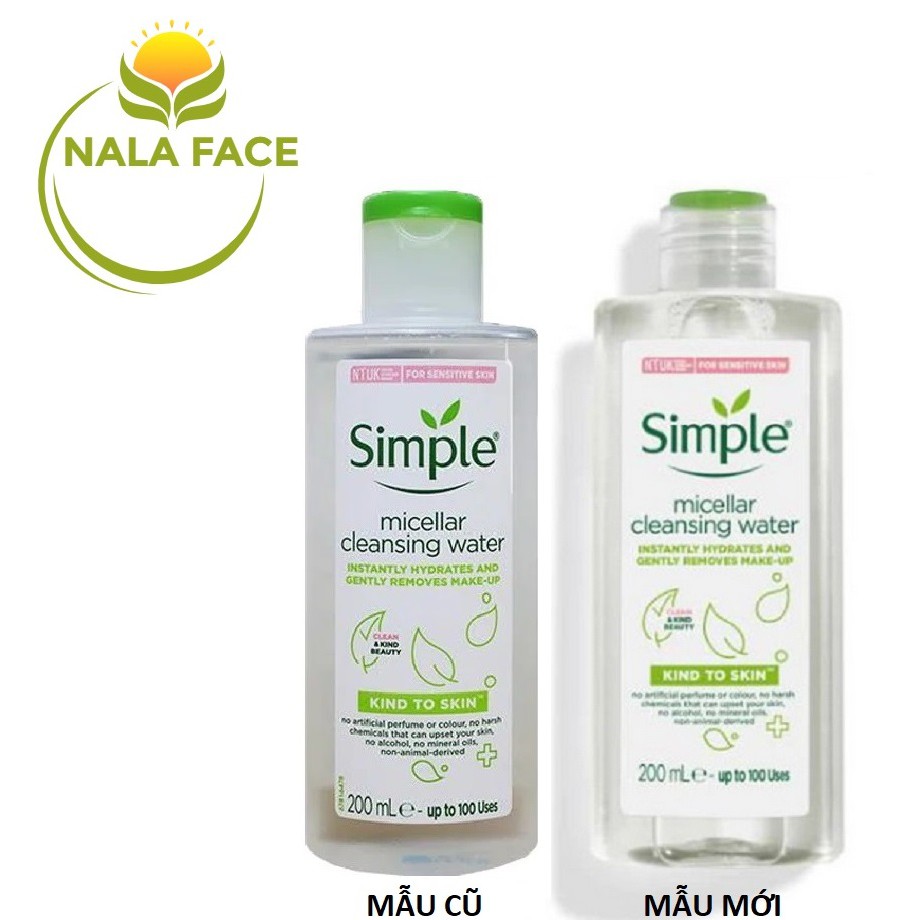 Nước Tẩy Trang không cồn Simple Micellar Cleansing Water 200ml cho da nhạy cảm