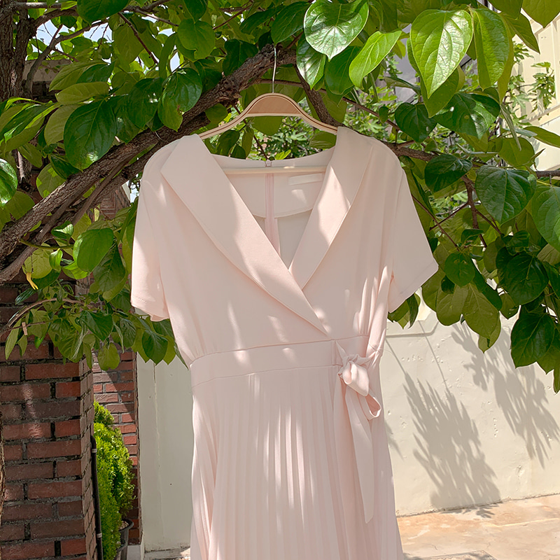 Đầm midi tay ngắn cổ chữ V màu trơn xinh xắn thời trang 34757