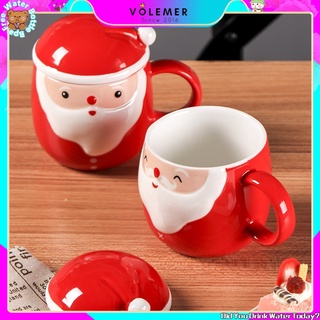 Cốc cà phê hình ông già noel bằng gốm có nắp