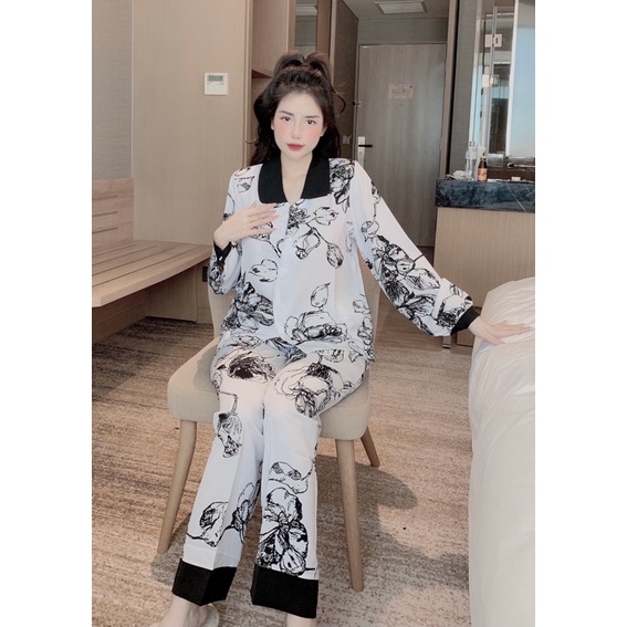 Đồ Bộ Mặc Nhà pịama tay dài lụa mango
