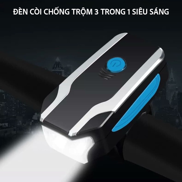 ĐÈN CÒI XE ĐẠP CHỐNG TRỘM 3 trong 1 siêu sáng