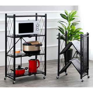 Kệ Sắt Thông Minh xếp gọn [4 TẦNG] Có bánh xe đẩy xoay 360 độ linh hoạt - Thép Sơn tĩnh điện.