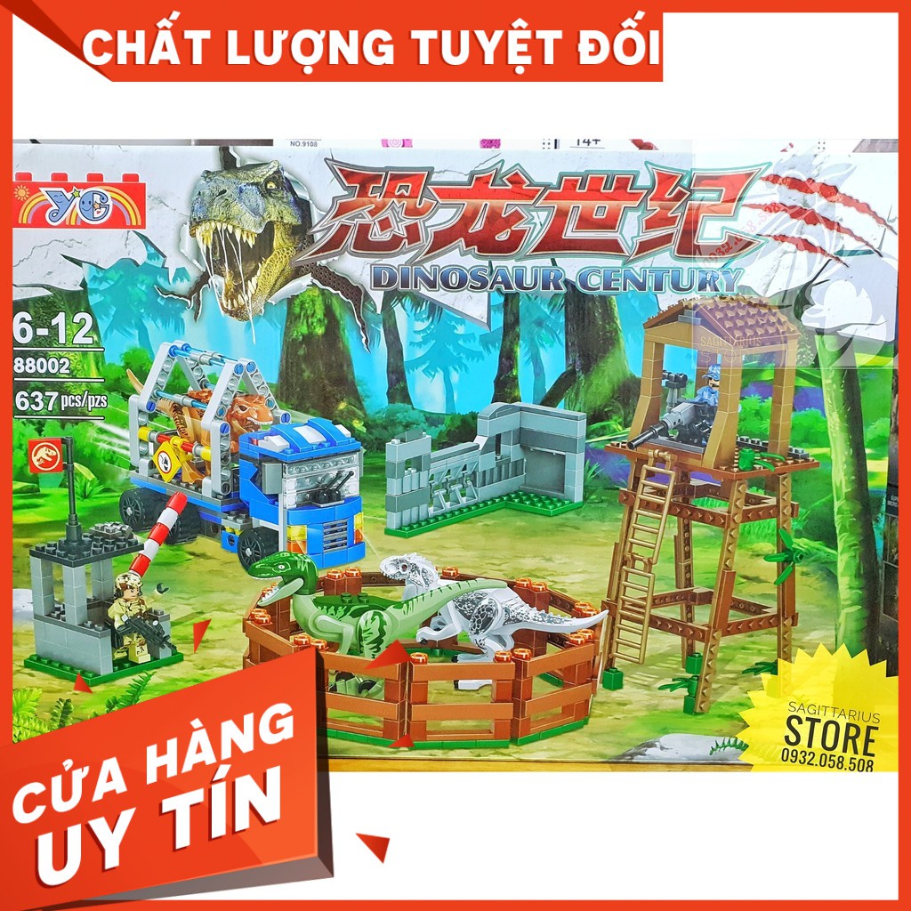 [HOT]Lego YE88002 Lắp Ráp Công Viên Khủng Long - Dinosaur Century ( 637 Mảnh )-Hàng có sẵn