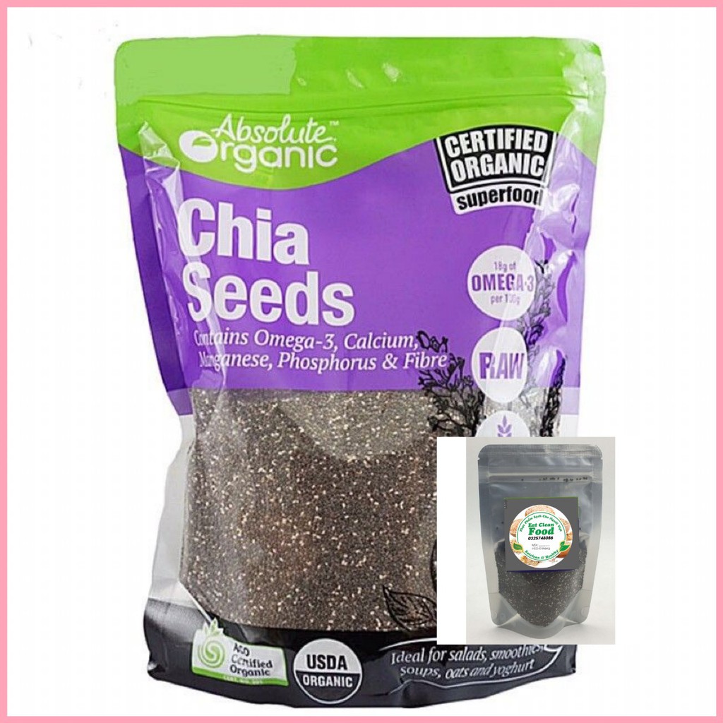 (100g) Hạt chia đen Úc Black Bag CHIA - Chia Úc Absolute Organic hữu Cơ ăn kiêng, giảm cân