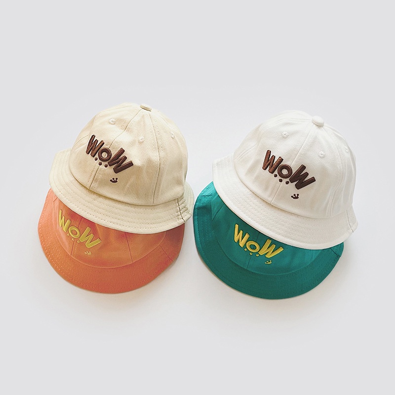 Mũ Tai Bèo Mỏng Thêu Chữ WOW Thời Trang Mùa Hè Cho Bé