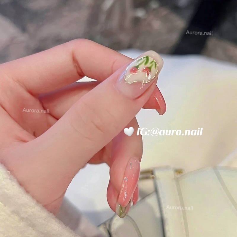 Set 24 móng tay giả hoạ tiết dễ thương trending tặng dũa