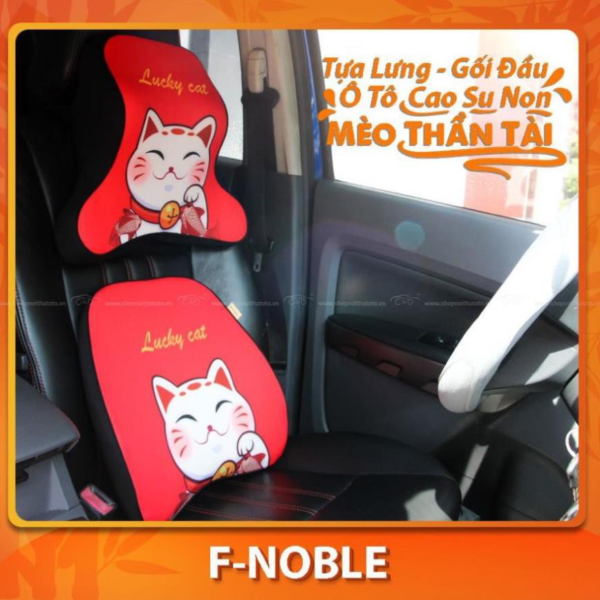 Gối tựa đầu ô tô cao su non hình mèo thần tài F-NOBLE 9901