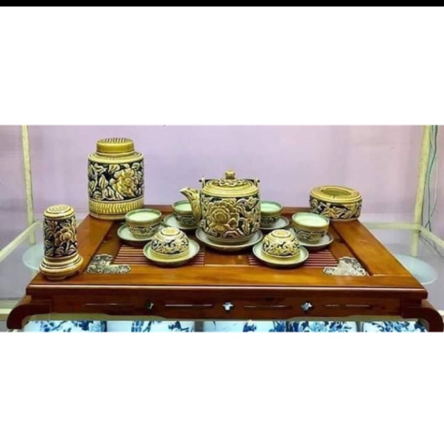 Ấm trà khắc tay và full 3 phụ kiện cao cấp