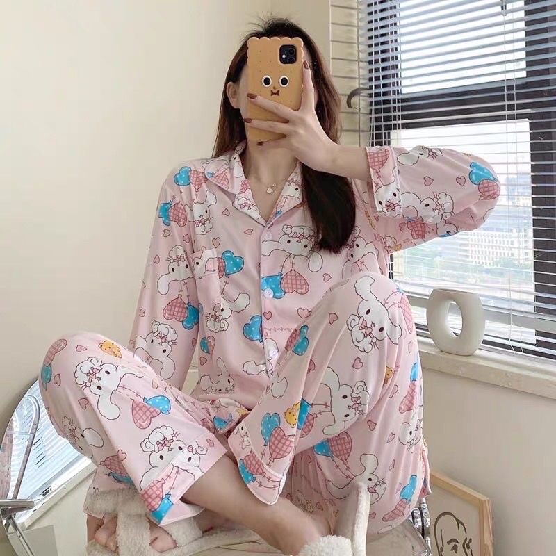 Bộ pijama thu đông tay dài hoạ tiết trẻ trung | BigBuy360 - bigbuy360.vn