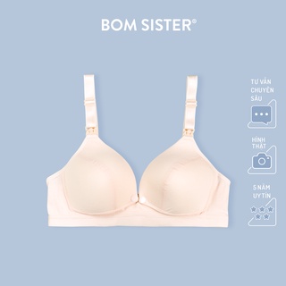 Áo lót mút mỏng không gọng màu trơn cho mẹ sau sinh cúp mở được tiện cho bé bú BOM SISTER A5855