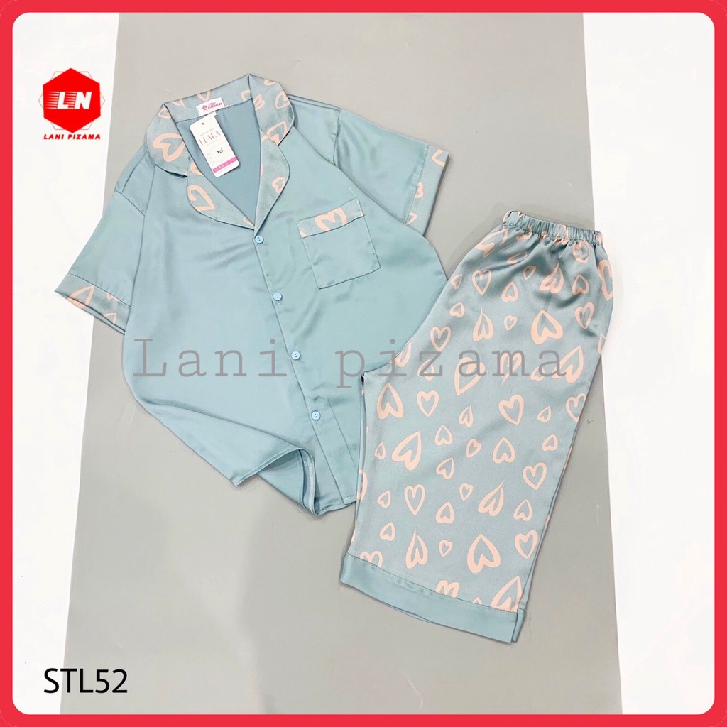Bộ pizama lụa ngố bộ pijama lửng lụa sattin mặc nhà siêu xinh, mềm mịn, thoáng mát cho nàng diện mặc nhà