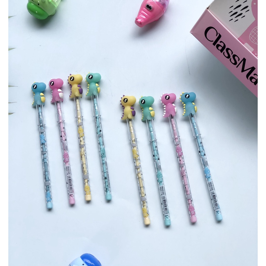 Bút chì khúc 2B hình khủng long DINOSAUR CLASSMATE-NP05DI, nét bút mịn, dùng cho bé luyện chữ viết -vpp Quế Anh