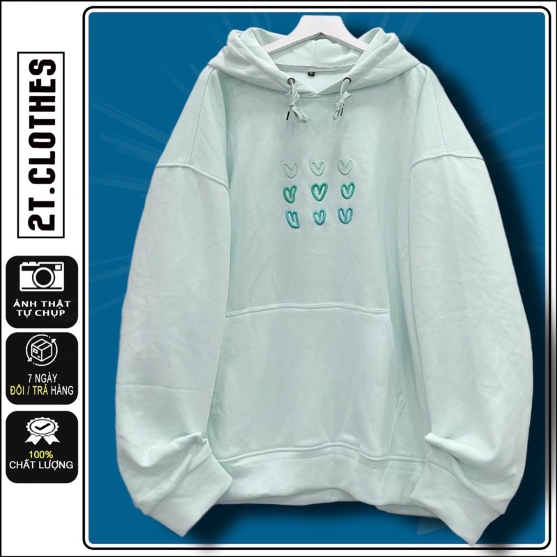 Áo Hoodie Nỉ Lót Bông form rộng Tim Mini unisex [ ảnh thật ]