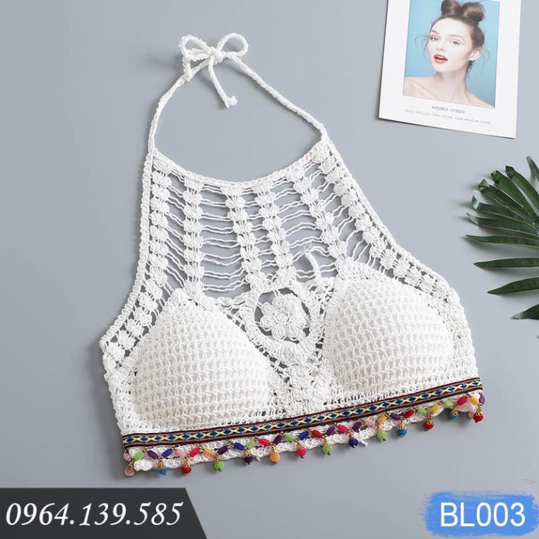 Áo bikini len móc đi biển cực xinh, sợi len cotton dai khỏe, thoáng mát, hàng đẹp giá tốt, mẫu mới 2020 | BL003  ྇ '