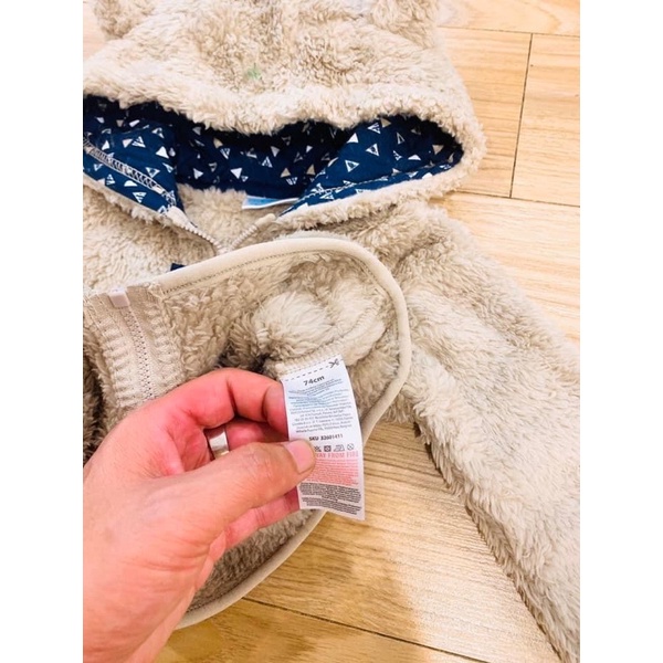 Áo khoác lông tai gấu dư xịn cho bé