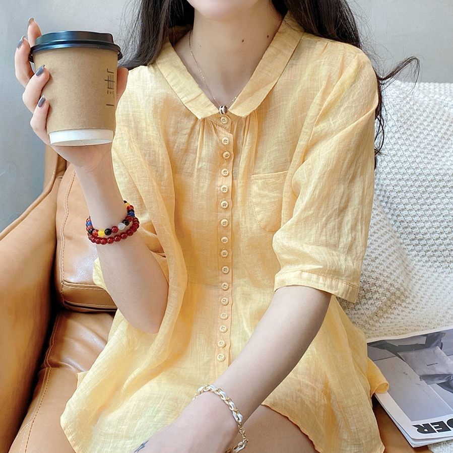 Áo Sơ Mi Dáng Rộng Nhiều Nút Ngọt Ngào Mùa Hè Hàn Quốc Cho Nữ