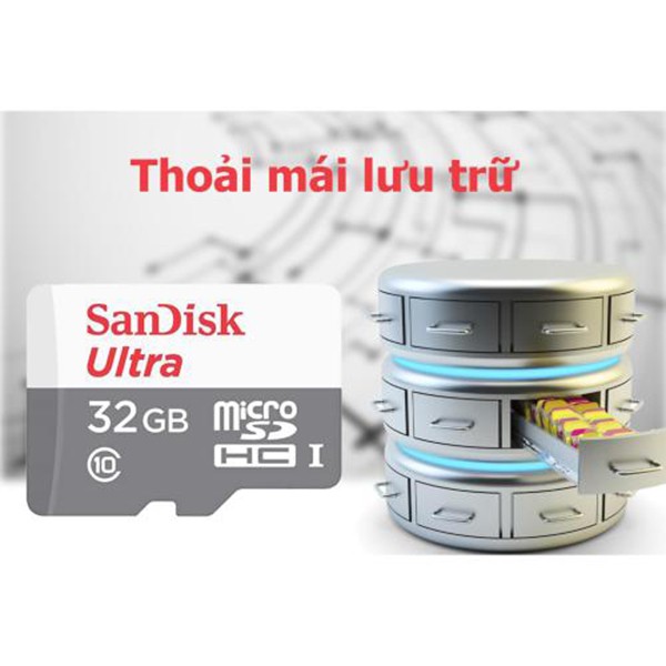 Thẻ nhớ MicroSDHC SanDisk Ultra 533X 32GB 80MB/s kèm Adapter (Xám)