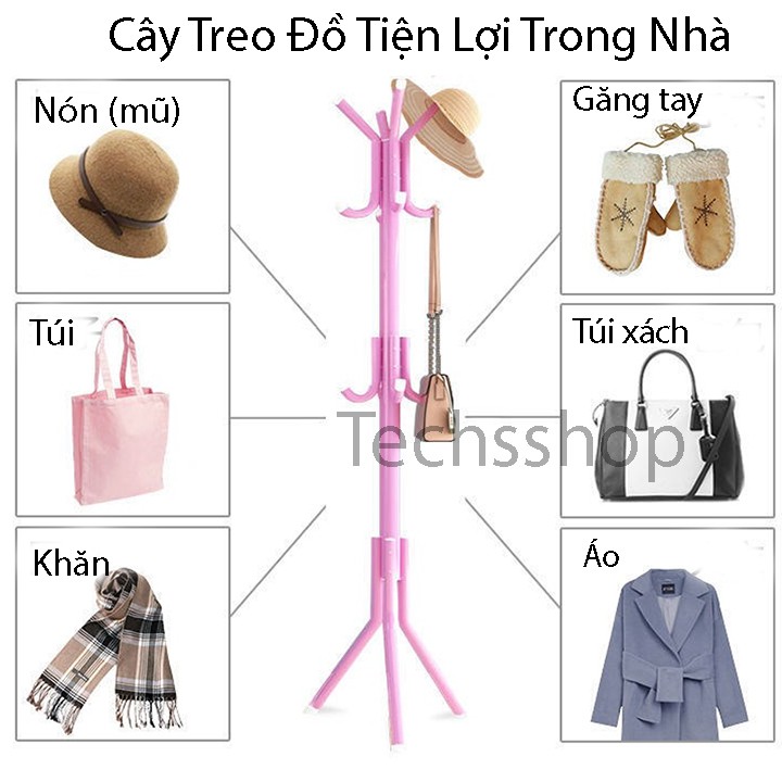 Cây Treo Quần Áo Nón Mũ Túi Xách Bằng Sắt Có 12 Nhánh Treo Tiện Lợi Trong Nhà Cao 175cm