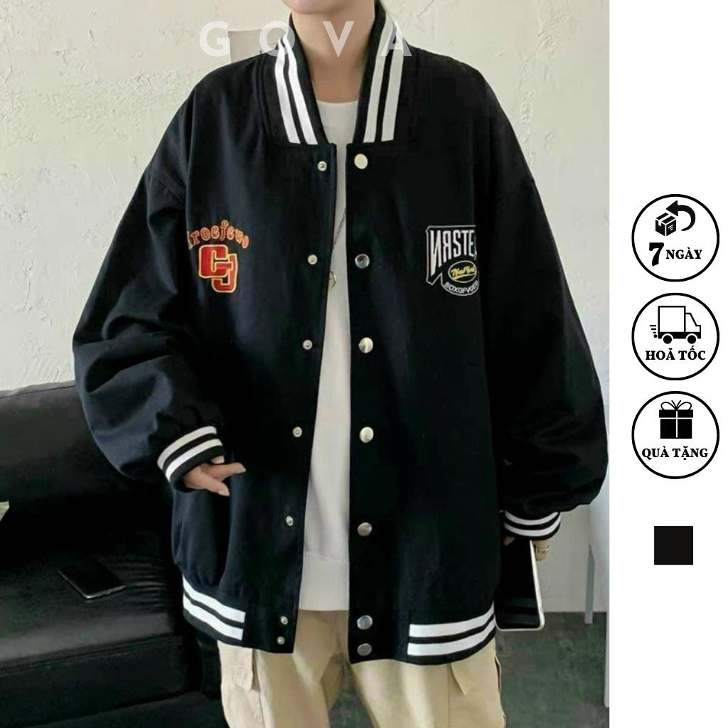 Áo khoác Bomber dù GJ form rộng 2 lớp nam nữ Unisex GOVA