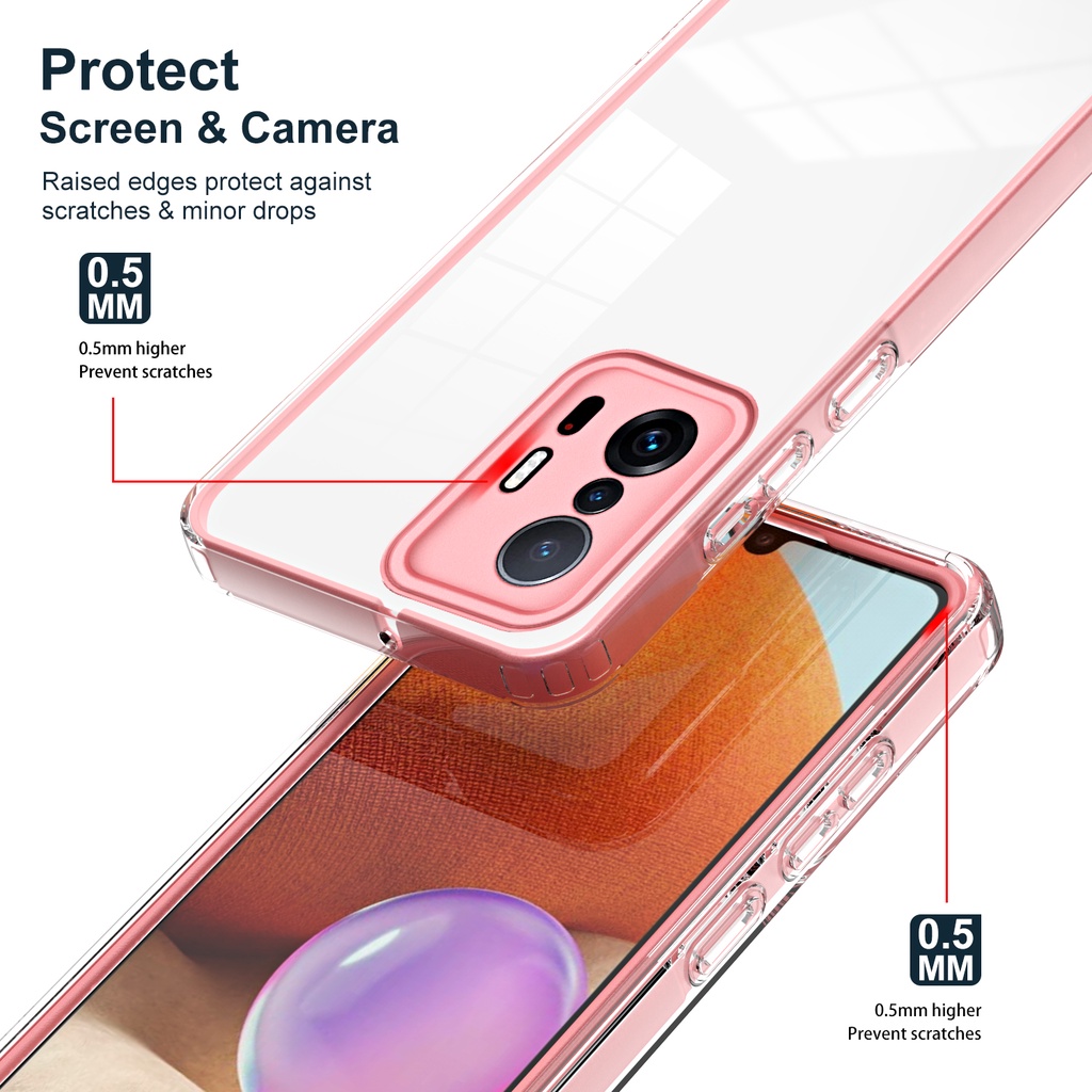 For Xiaomi 11T / 11T Pro 5G Case Lens Protection Cover Transparent TPU Silicone Shockproof Yellowing-Resistant Slim Thin Phone Cover
