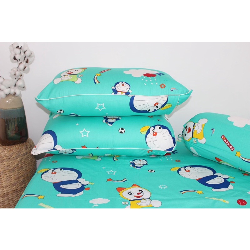 Drap Thắng Lợi, ga giường cotton 100% chuẩn logo siêu dễ thương cho bé mẫu đô rê mon ngọc