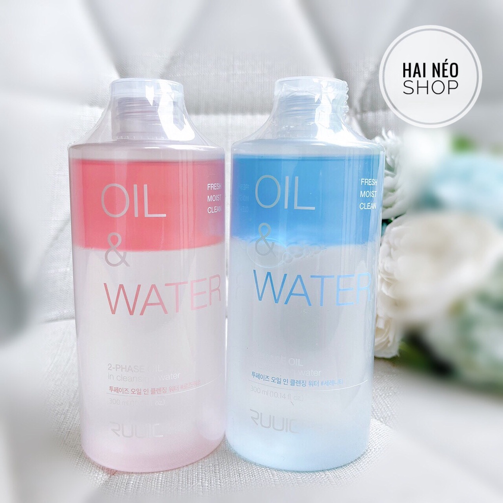 [DATE 12/22] Nước Tẩy Trang 2 Lớp Làm Sạch Sâu (mặt, mắt, môi) Ruuic Oil & Water cleansing 300ml (Hàn)