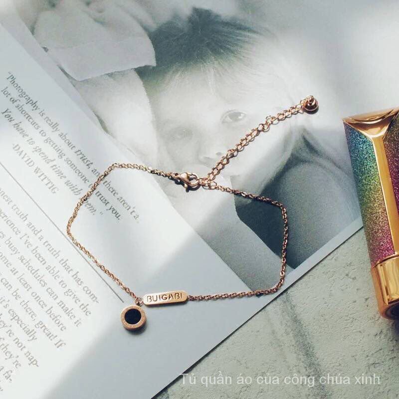 Lắc Chân Thép Titan Không Phai Màu Vàng Hồng Đơn Giản Phong Cách Hàn Quốc Cho Nữ