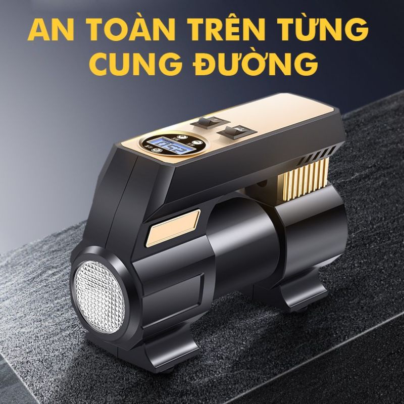 Bơm Ô Tô Xe Máy 12V Tích Hợp Đèn Pin ,Sử Dụng Điện Trên Tẩu Sạc
