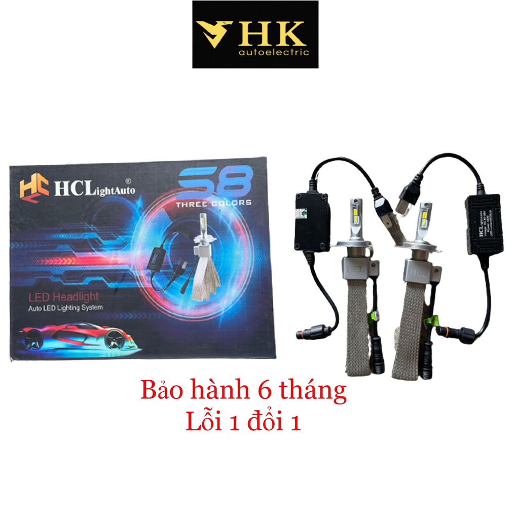Đèn led s8 H4 H1 HCL 3 màu đèn pha xe oto