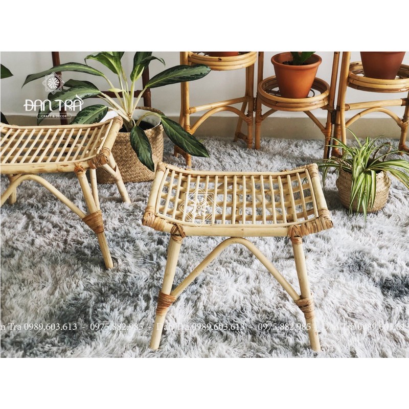 Ghế Gác Chân Mây, Ghế Đôn Mây 2 Trong 1, Ghế Mây Tre Handmade, Ghế Mây Tự Nhiên, Ghế Mây ĐAN TRÀ , Nội Thất Mây Tre Đan