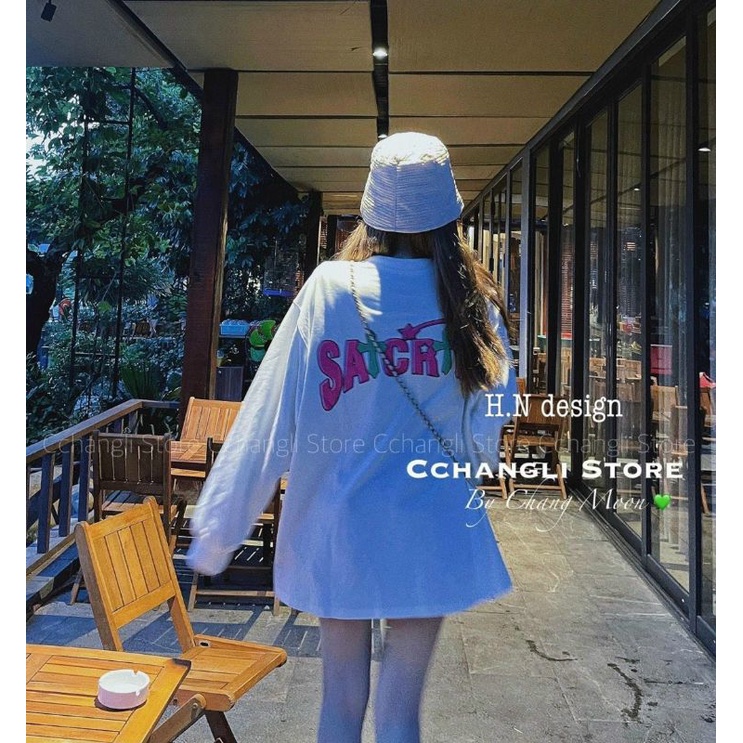 Xả Kho Áo Thun unisex fom rộng tay dài y hình