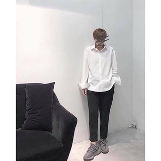 SƠ MI TRƠN BASIC TRẮNG UNISEX