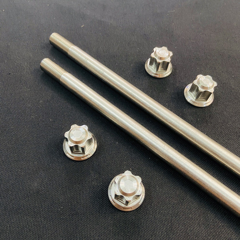 CỐT TRỤC BÁNH SALAYA KÈM TÁN TRƯỚC SAU CHO CÁC XE SATRIA Fi, RAIDER Fi ( BAO SÁNG BÓNG )