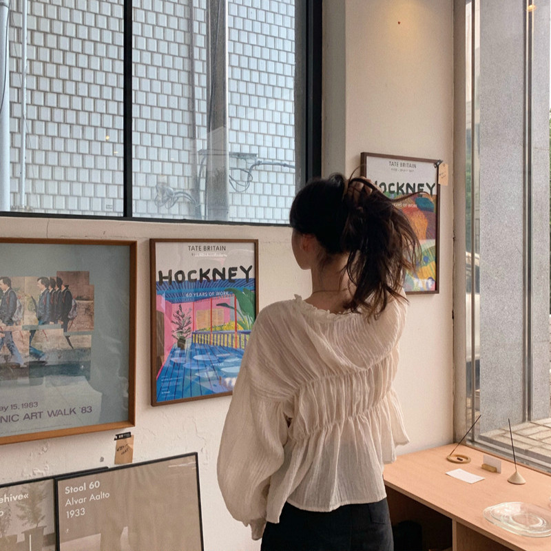 Áo Cổ Chữ V Dáng Rộng Màu Trơn Thời Trang Hàn Quốc Xinh Xắn Dành Cho Nữ