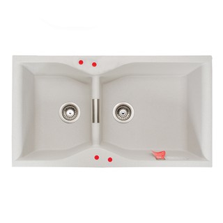 Carysil - chậu rửa chén bằng đá granite 2 hố lệch - lac2-10 - màu xám tro/ arena - 900x500mm