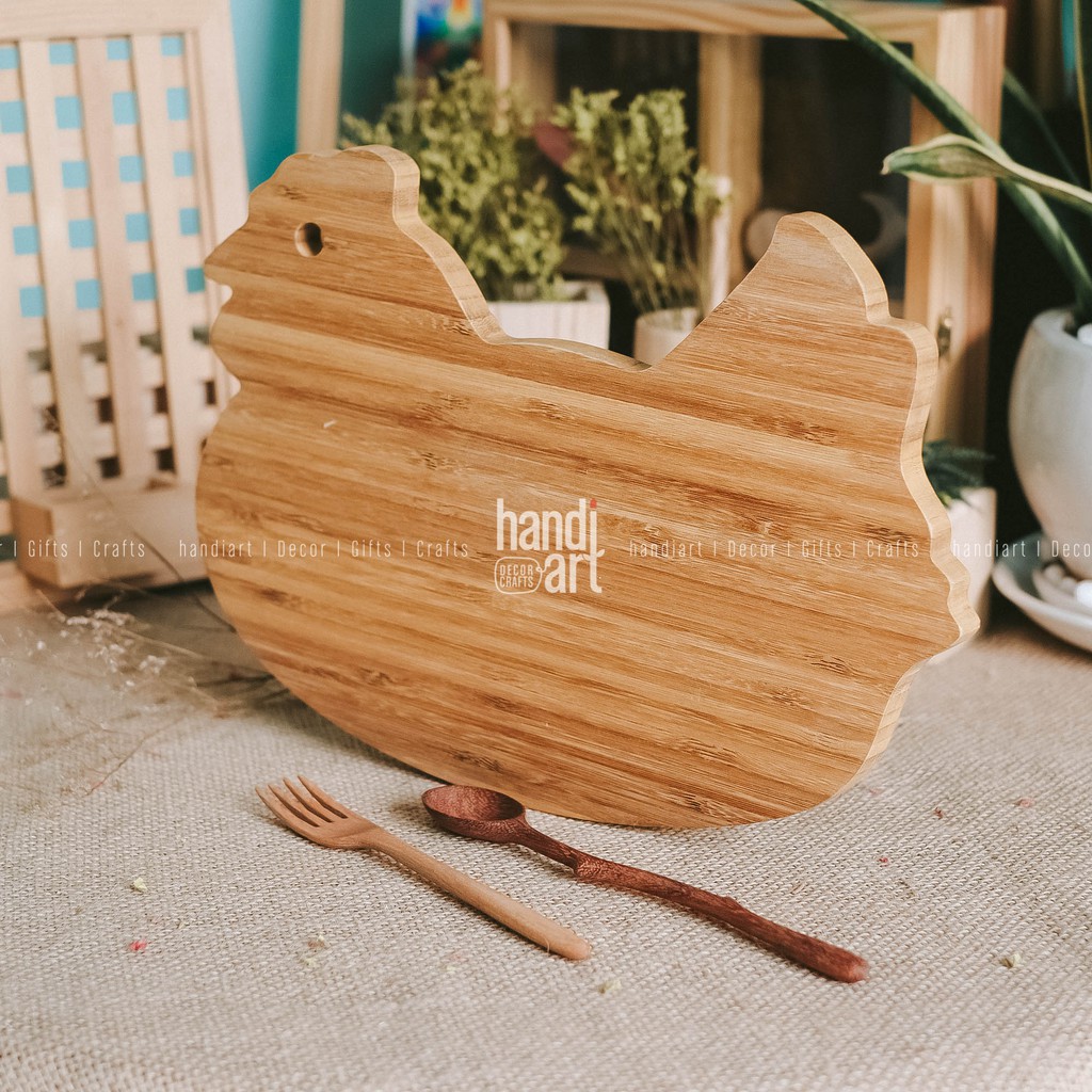 Thớt gỗ tre hình con gà - Thớt gỗ tre trang trí - Thớt gỗ tre tự nhiên - Bamboo wood cutting board