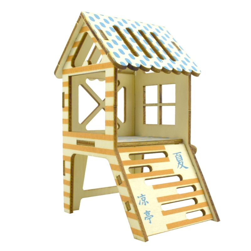 Nhà Gỗ Hai Tầng Dành Cho Chuột Hamster Tập Thể Dục