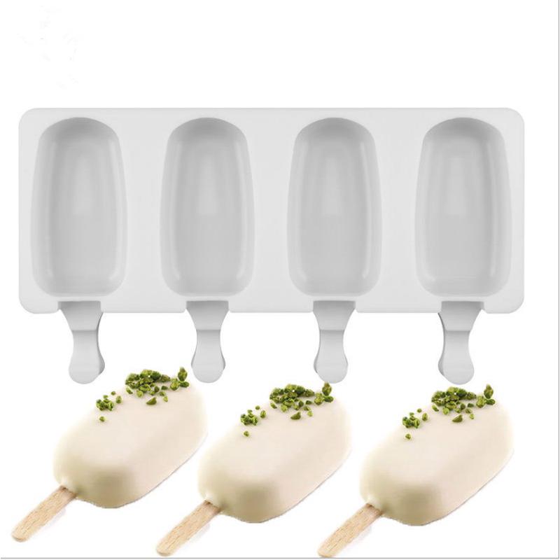 Khuôn làm kem que 4 ngăn bằng Silicone