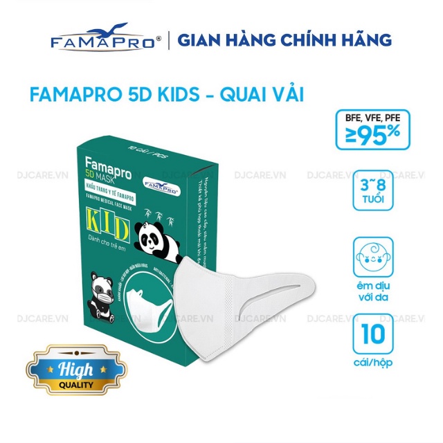 [Mã FMCGMALL giảm 8% đơn 250k] [5D MASK KID QUAI VẢI- HỘP 10 CÁI] Khẩu trang y tế trẻ em kháng khuẩn 3 lớp Famapro | WebRaoVat - webraovat.net.vn