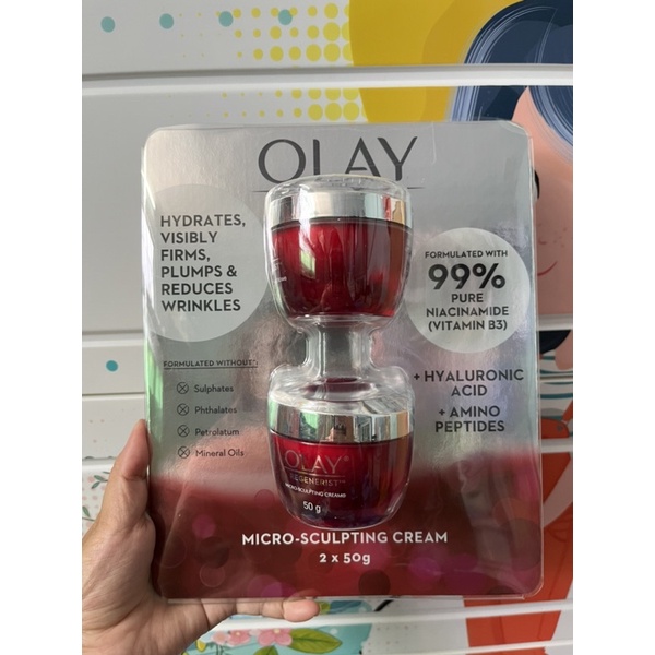Set 2 Kem dưỡng ẩm chuyên sâu Olay Regenerist Advanced Anti-Ageing Micro-Sculpting Face Cream Moisturiser 50g
