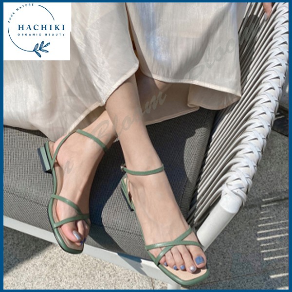 Sandal nữ đi học đế vuông 3p thời trang cao cấp HACHIKI Sandal nữ bền đẹp 2 quai chéo nữ tính G04